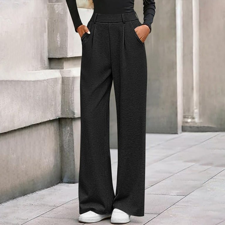 SHTXOZHI Corduroy Pants for Women High Elastic Waist Wide Leg