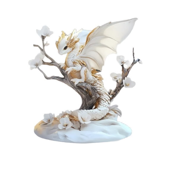 DefiDgd Bohemian Style White Dragon Table Standing Ornament,2D Acrylic Sign with Base for Home Office Tabletop Centerpiece Decor,Ideal Gift for Friends Lovers Family(A)