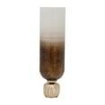 thumbnail image 6 of Modern Glass Metal Pillar Candle Holder with Accents, Elegant Ombre Finish, Decorative Home & Office Accent - 22" Ivory, Brown, Gold, 6 of 11