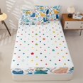 thumbnail image 4 of Homewish Cute Cat Animal Zipper Twin Comforter Sets with Fitted Sheet and 2 Pillowcases for Kids, Flower Leaf Plant Zipper Bedding Set, Polka Dots Reversible, 4pcs, 4 of 6