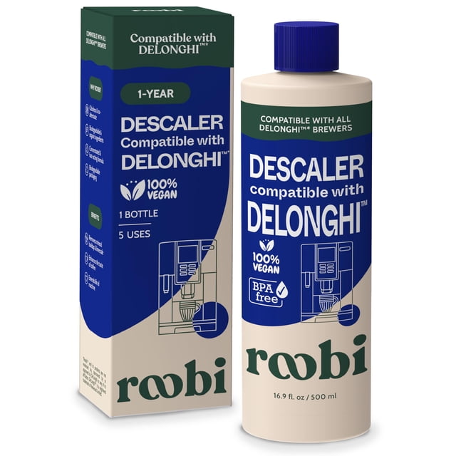DeLonghi Compatible Descaling Solution. Clean & Descale your DeLonghi Coffee Maker. Single Bottle. Eco-Friendly Concentrated Formula. Carbon Neutral