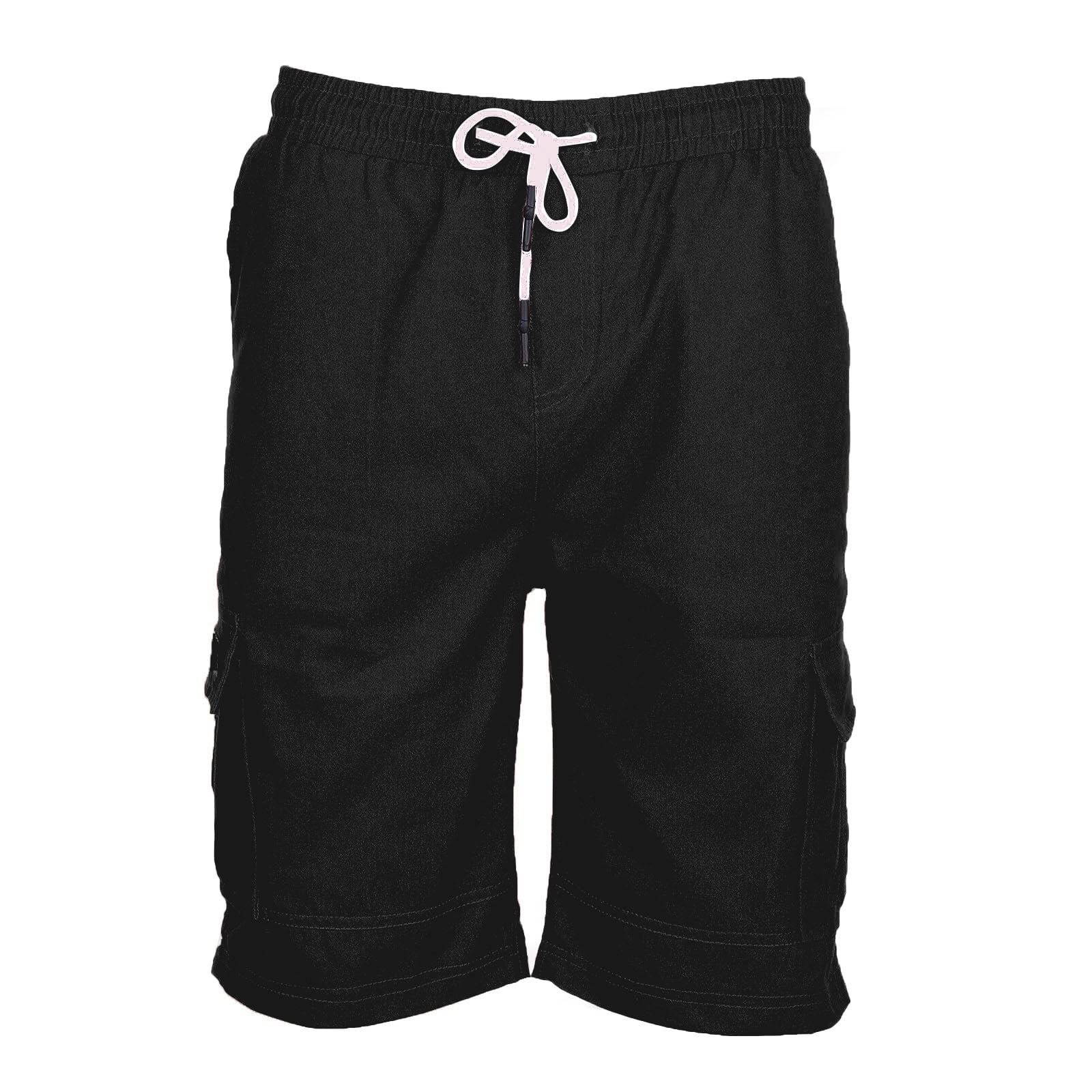 Men's Cargo Shorts Plus Size Big and Tall Cargo Shorts Multi-Pockets  Relaxed Summer Drawstring Beach Shorts Pants 