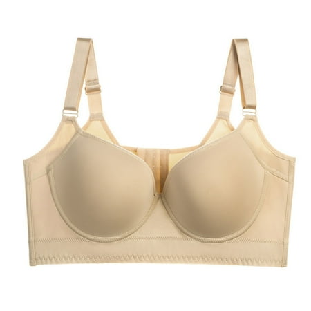 High Impact Sports Bras for Women Pullover Bra Feature V-Neck Nursing Bra Style W-1737 Hook and Eye Closure Bra No Underwire Beige 50