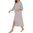 thumbnail image 4 of Womens Robes Dressing Gowns,women Zipper Robe Short/long Sleeve Housecoat Soft Zip Up Bathrobe With Pockets Nightwear Sleepwear, 4 of 5