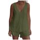 thumbnail image 1 of Mujeres Casual Verano Cuello en V Sólido Sin mangas Tops y pantalones cortos Conjunto de dos piezas Traje Wmkox8yi  bvn1159, 1 of 8