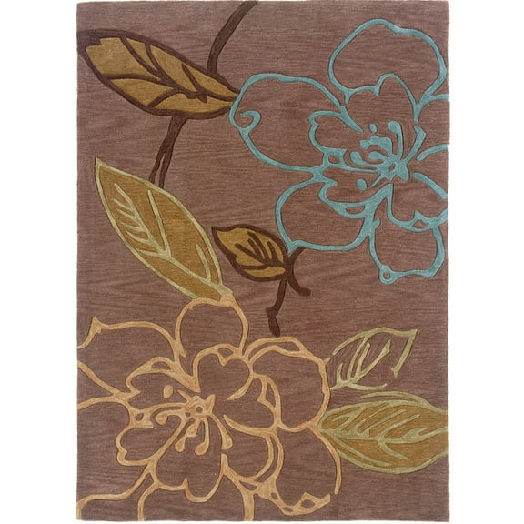 Linon Home Decor Hand Tufted Floral Sketch Rug Collection Thistle 5' X 7' 5' x 8' Living Room,Kitchen,Entryway Blue