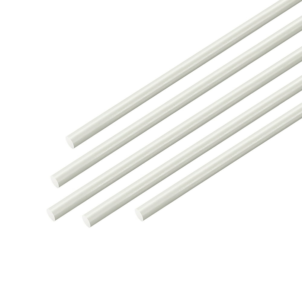 Plastic Round Rod,3/32" Dia 20" Length,White FRP Fiberglass Round Rod