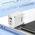 thumbnail image 3 of Multi Port Fast Charging Charger, USB A and USB C Charger, 3 Port USB Fast Charging Adapter for Phones Tablets Laptops, Compact Portable White Plastic Power Adapter with Safety Protection, 3 of 7