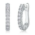 thumbnail image 4 of Natural Moissanite Diamond 2Ct Round Cut Hoop Earrings in 14K White Gold Plated, 4 of 5