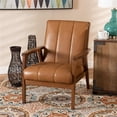 thumbnail image 3 of Baxton Studio Tan Faux Leather Upholstered and Brown finished Wood Lounge Chair, 3 of 8