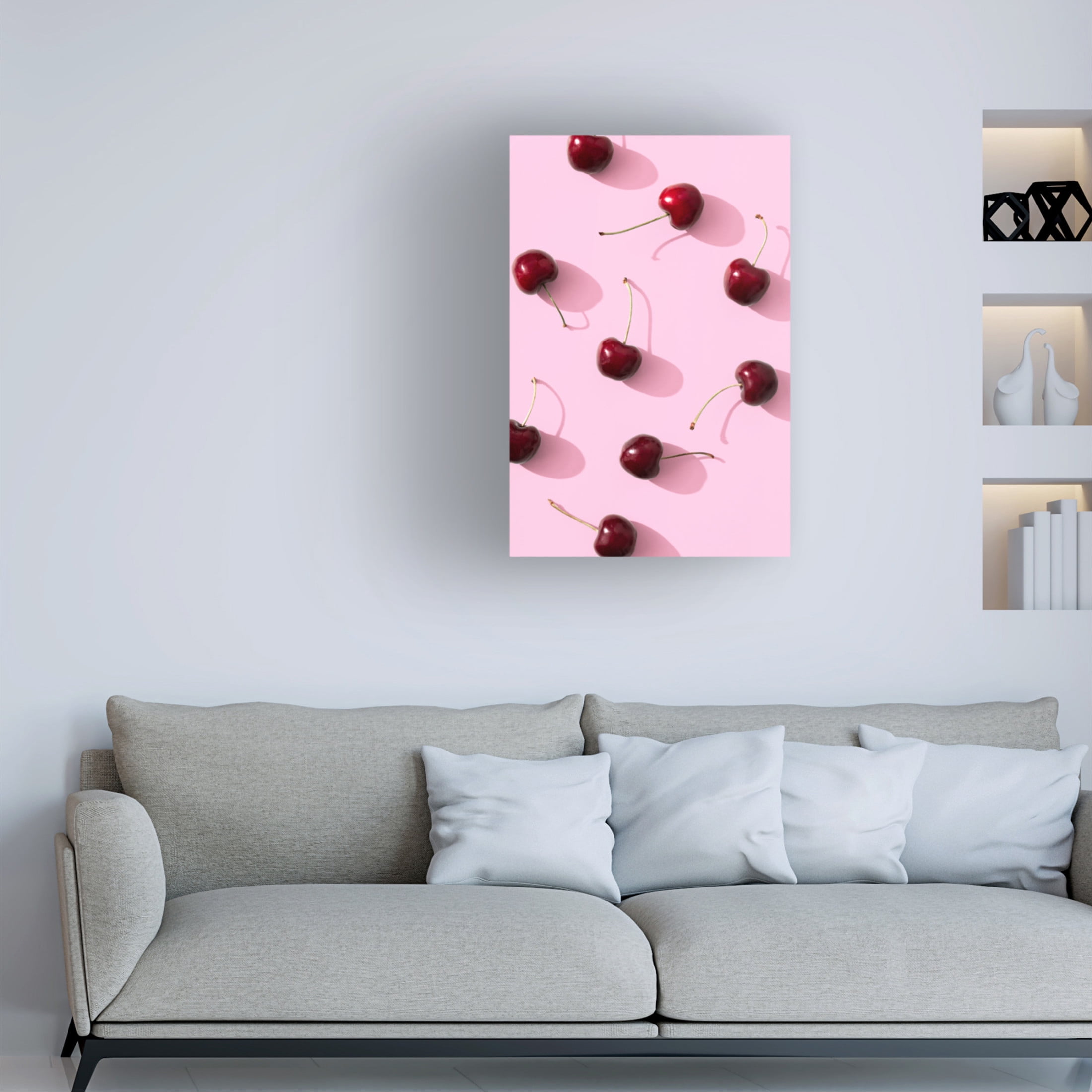 Trademark Fine Art Pictufy Studio Cherries On Pink Background Canvas Wall Art