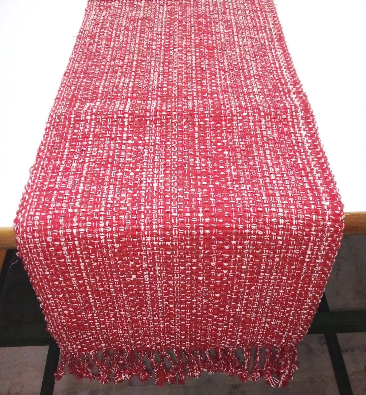 Tone on Tone Natural Look Woven 100% Cotton Runner 13" x 72", Red
