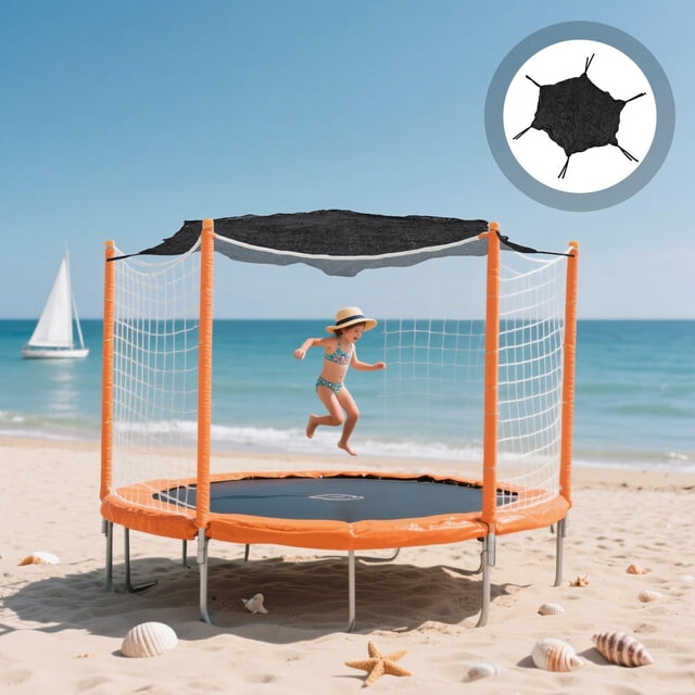PAMINGONO Filet d'Ombrage pour Trampoline Noir, Couverture Pare-Soleil Extérieure Robuste avec Matériau Résistant aux Uv