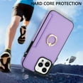 thumbnail image 6 of Nalacover for iPhone 15 Pro Wallet with Card Holder Slot, 360?Rotation Ring Holder Kickstand Cover for Men Women Protective Premium PU Leather Shockproof Cover For iPhone 15 Pro, Purple, 6 of 11