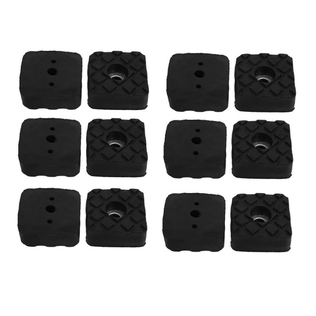 Almohadillas de pie de goma para mesa de muebles, protectores de suelo negros 23x23x9mm 12Pcs