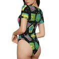 thumbnail image 3 of The Xecao Geometric Dinosaur Women's Crew Neck Body Suit, a short-sleeved bodysuit and basic swimsuit, both comfort and style for dating and daily life, 3 of 9
