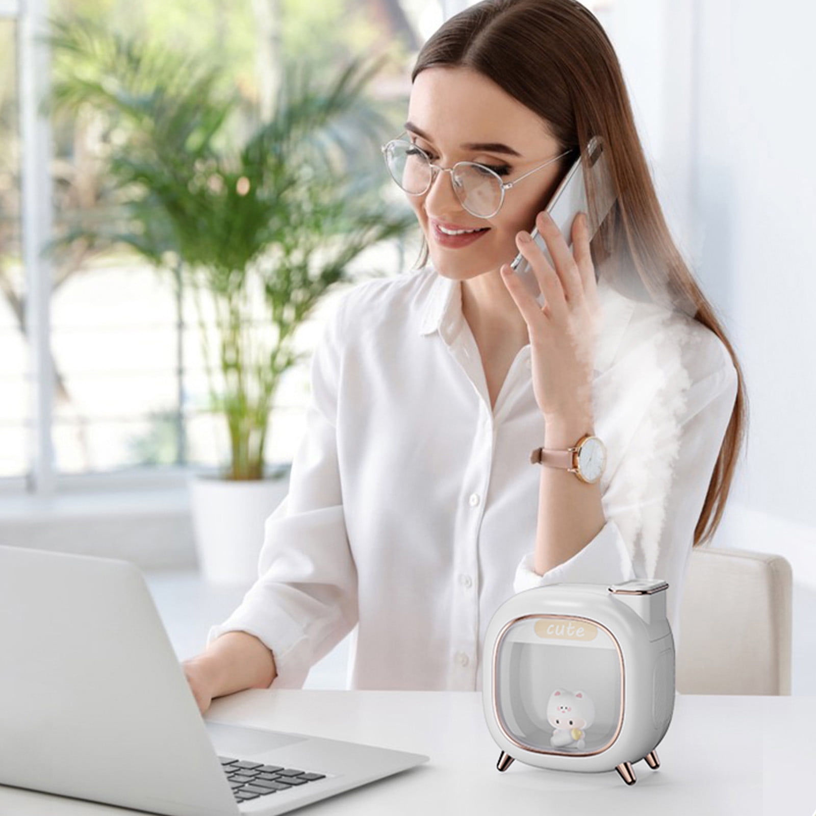 Humidifier Large Room,Mini Quiet Cute Dual Nozzle Desktop USB Cool Mist Humidifier (White),Air Humidifier for Home Baby Nursery & Plants