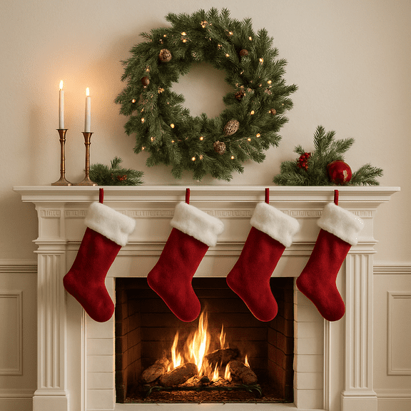 6 Pieces Christmas Decorations with LED Light, Holiday Decoration, Including 2 Garland, 1 Wreaths, 2 Swags, Christmas Decor Set for Front Doors, Walls, Fireplaces, Indoors, Outdoors