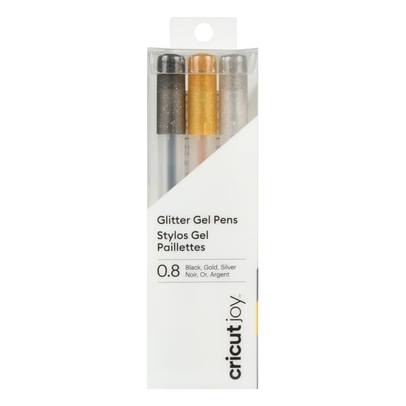 Cricut Joy™ Glitter Gel Pens, 0.8 mm (3 ct), Black, Gold, Silver