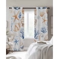 thumbnail image 4 of Coastal Ocean Kitchen Curtains Ombre Coral Starfish Shell Blue Beach Cafe Short Curtains for Bathroom Blackout Window Curtain Grommet Small Window Treatment Drapes for Bedroom Living Room 52"x45"x2, 4 of 9