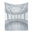 thumbnail image 1 of Modern Soft Flannel Fleece Blanket, 3D Visualization of Futuristic Interior Empty Picture Gallery Architecture Print, Cozy Plush for Indoor and Outdoor Use, 70" x 90", White Coconut, by Ambesonne, 1 of 6
