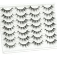 thumbnail image 5 of Faux Mink Lashes Fluffy Wispy Natural Look 14mm False Lashes Strip Clear Band 14 Pairs False Eyelashes 3D Full Dramatic Cat Eye Fake Eyelashes, 5 of 5