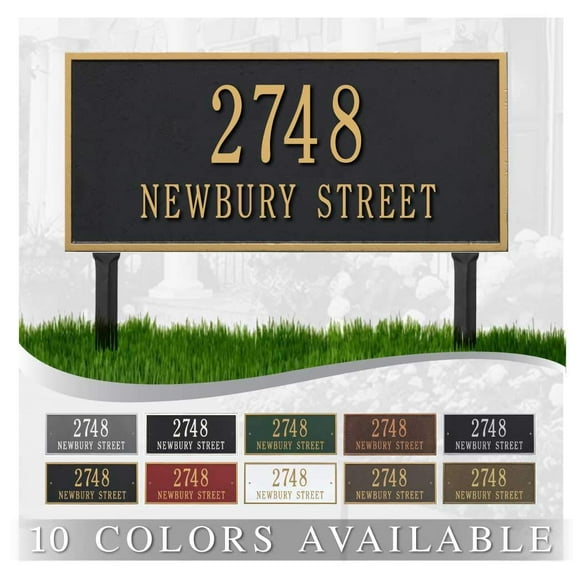 Personalized Cast Metal Address plaque - LAWN MOUNTED Hartford Plaque. Display your address and street name. Custom house number sign.