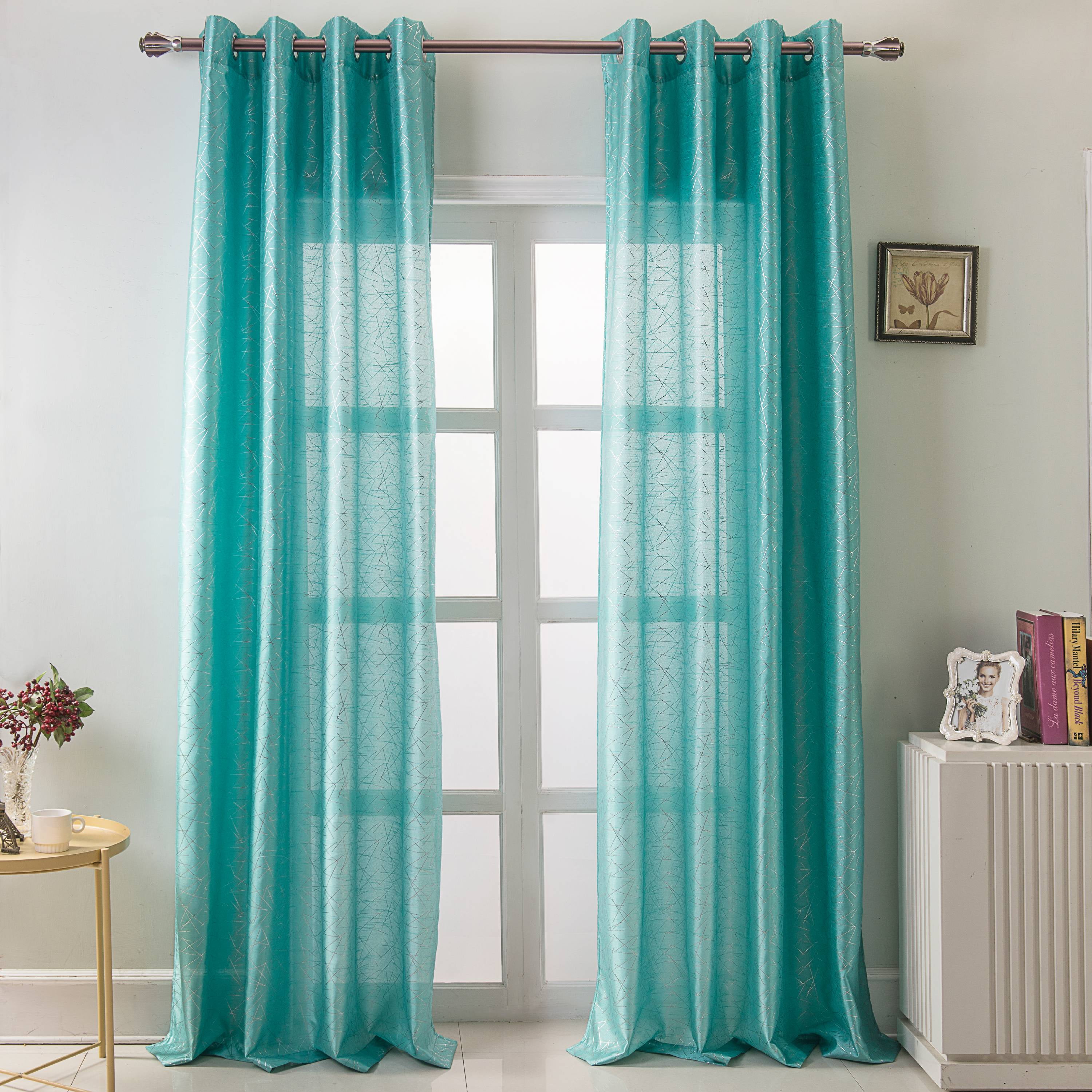 Elton Metallic Faux Silk 54 x 90 in. Grommet Single Curtain Panel in