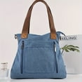 thumbnail image 2 of Large Capacity Canvas Tote Bag, Durable Lightweight Crossbody Bag, Casual Practical Commuter Bag, 2 of 6