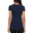 thumbnail image 5 of Delliss Womens T Shirts short Sleeve V Neck Basic Tee Soft Casual fashion striped Tops, 5 of 6