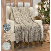 Catalonia Sherpa Throw Blanket, Reversible Cozy Waffle Pattern Knitted Blanket Throw for Couch Bed 60""x50"", Brown