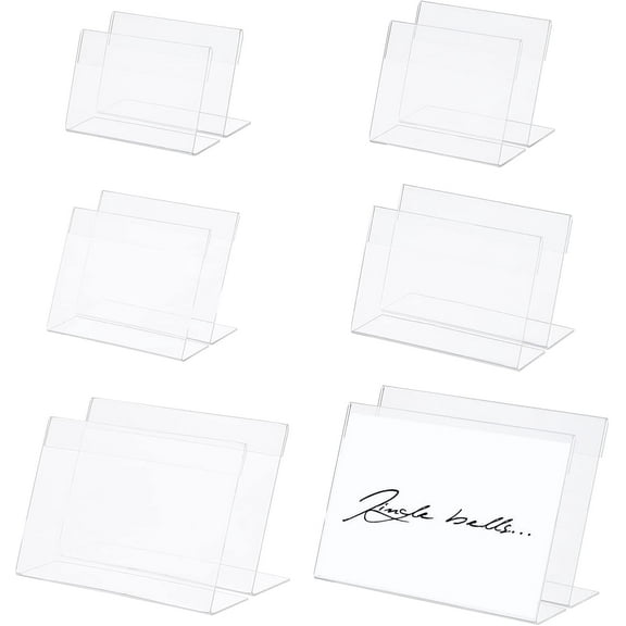 6 Size Acrylic Sign Display Holder 12pcs Clear Table Card Display Frame Name Plates L Shape Tag Label for Office Supply Price Tag Supermarket Restaurants Hotel Business DIYDIY