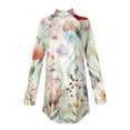 thumbnail image 4 of TQWQT Mock Turtle Necks Tops for Women Plus Size Floral Printed T-Shirts Turtleneck Long Sleeve Loose Fit Curved Hem Graphic Tee Fall Outfits 2024 Mint Green XL, 4 of 5