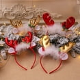 thumbnail image 4 of Diademas con lazos rojos de Navidad para mujer y niña, diademas elásticas clásicas con cuernos de Reno y Papá Noel, accesorios para fiesta de navidad, 4 of 4