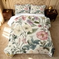 thumbnail image 2 of Erosebridal Retro Blossom Twin Quilt Set, Vintage Flower Twin Coverlet Set, Black Reversible, Pastel Cream, 2 Pieces (1 Bedspread and 1 Pillowcase), 2 of 7