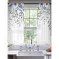 thumbnail image 3 of Sheer Curtains 63 Inches Long, Blue Eucalyptus Light Filtering Window Curtains for Living Room, Farmhouse Flowers Leaf White Watercolor Rod Pocket Voile Sheer Curtain Drapes, 52"W x 63"L, 2 Panels, 3 of 8