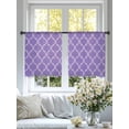 thumbnail image 4 of Purple Moroccan Sheer Curtains 54 Inch Length 2 Panels Set, Boho Ethnic Abstract Quatrefoil Motifs Voile Window Treatment Rod Pocket Short Kitchen Curtains Drapes for Bedroom 52"x54"x2, 4 of 7