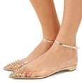 thumbnail image 4 of XYD Women Fashion Studded Transparent Pointed Closed Toe Flats Sandals Ankle Strap Buckled Sexy Dress Shoes Size 7 Light Gold, 4 of 4