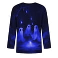 thumbnail image 4 of BiZtdJrK Big and Tall Halloween 3/4 Sleeve Shirts for Men Funny Graphic Print Holiday Casual T-Shirts Casual Crewneck Pullover Tops Z-Blue#long sleeve t shirts men XL, 4 of 5