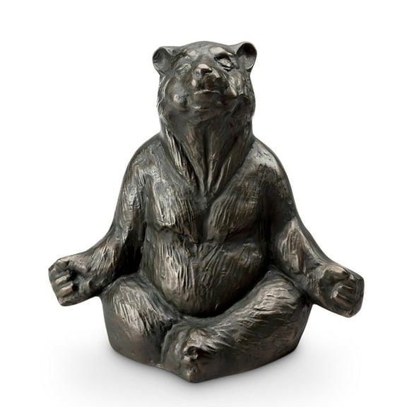 SPI Home Cast Aluminum Contented Yoga Bear Garden Sculpture 12 Inches High