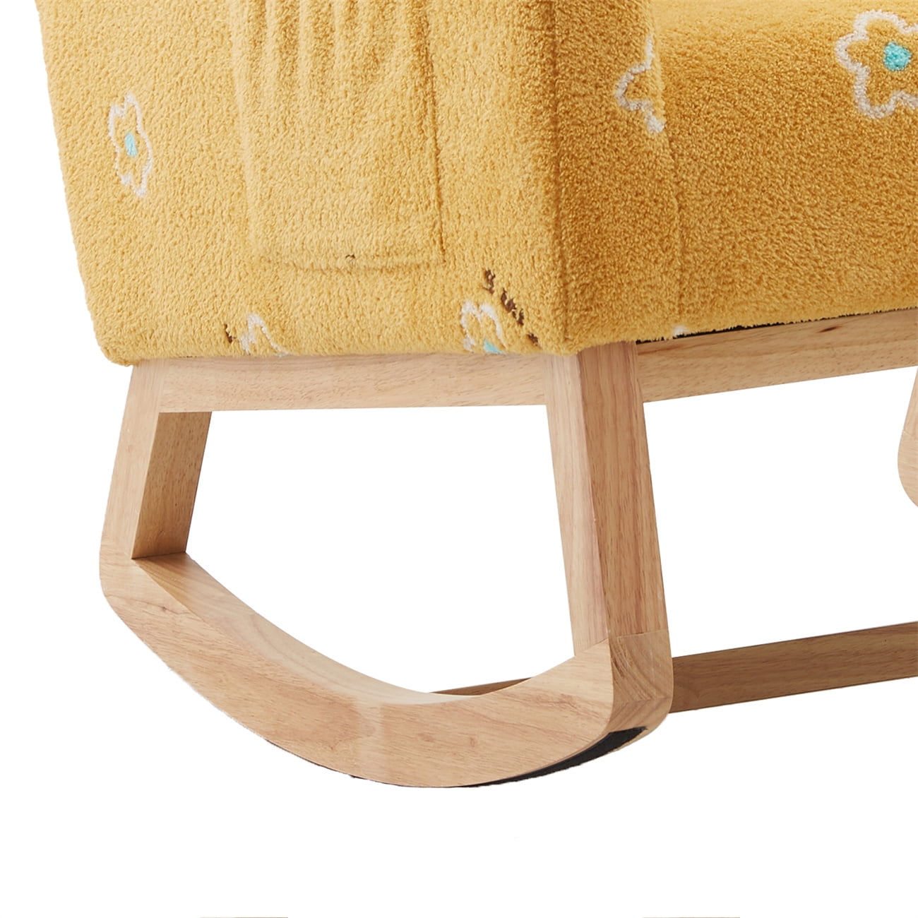 JINS & VICO Modern Upholstered Comfy Accent Armchair Rocking Chair, Mustard