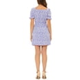 thumbnail image 3 of Allegra K Women's Neck Square Puff Sleeve Elastic Waist Mini Floral Dress, 3 of 6