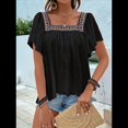 thumbnail image 4 of Camisas Mexicanas para Mujer, Estilo Bohemio, Bordadas, de Corta con Mariposa y Cuello Cuadrado, Blusas Holgadas. Negro L, 4 of 10