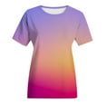 thumbnail image 4 of ICHUANYI Women's Short Sleeve Gradient Print Tops Loose Fit Athletic Tees Round Casual Running Shirts Tee Gym Shirts, 4 of 5