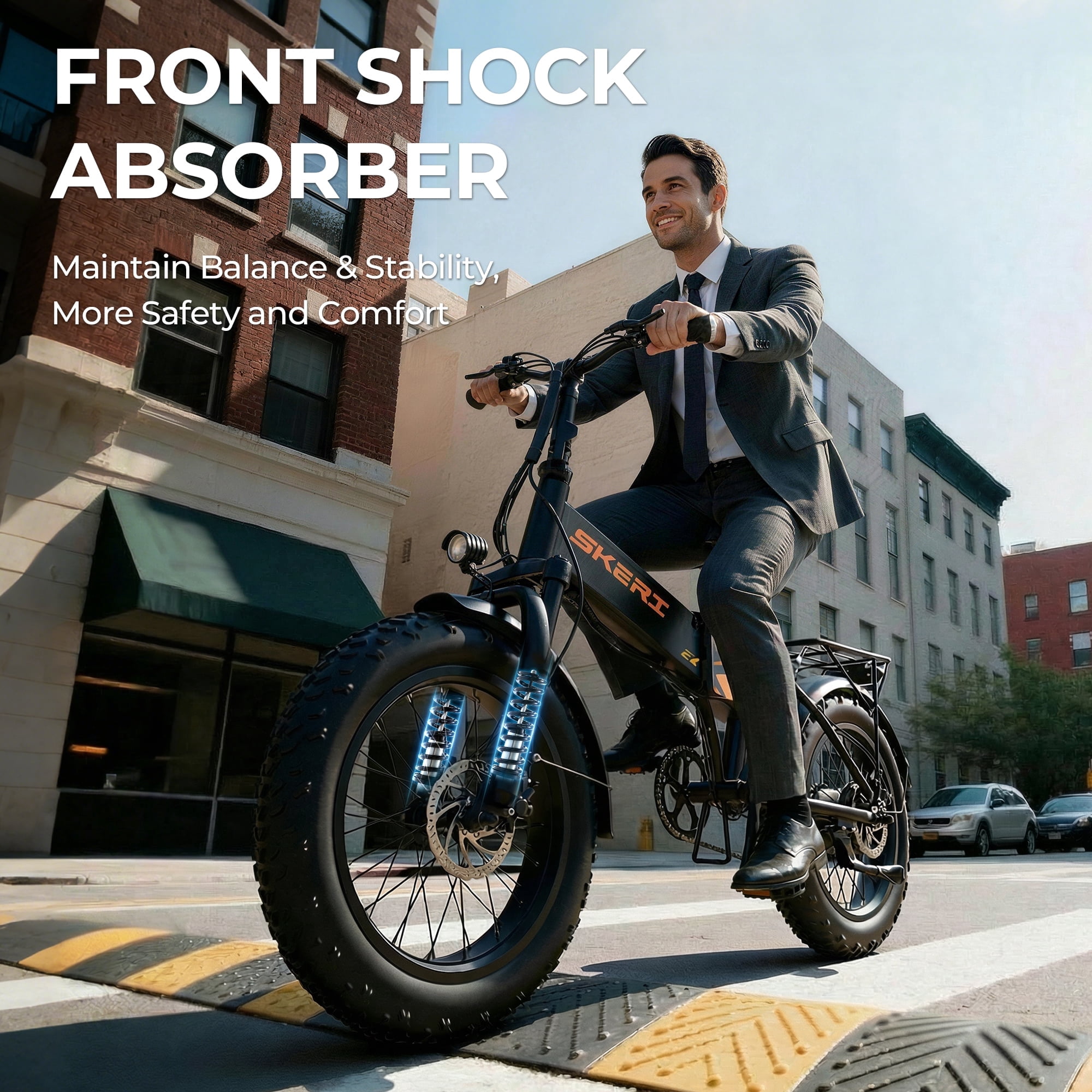 Skeri 20" Fat Tire Folding Electric Scooter Bike for Adults, 500W E-Mountain Bike 48V 18AH with 7-speed Gears, UL2849