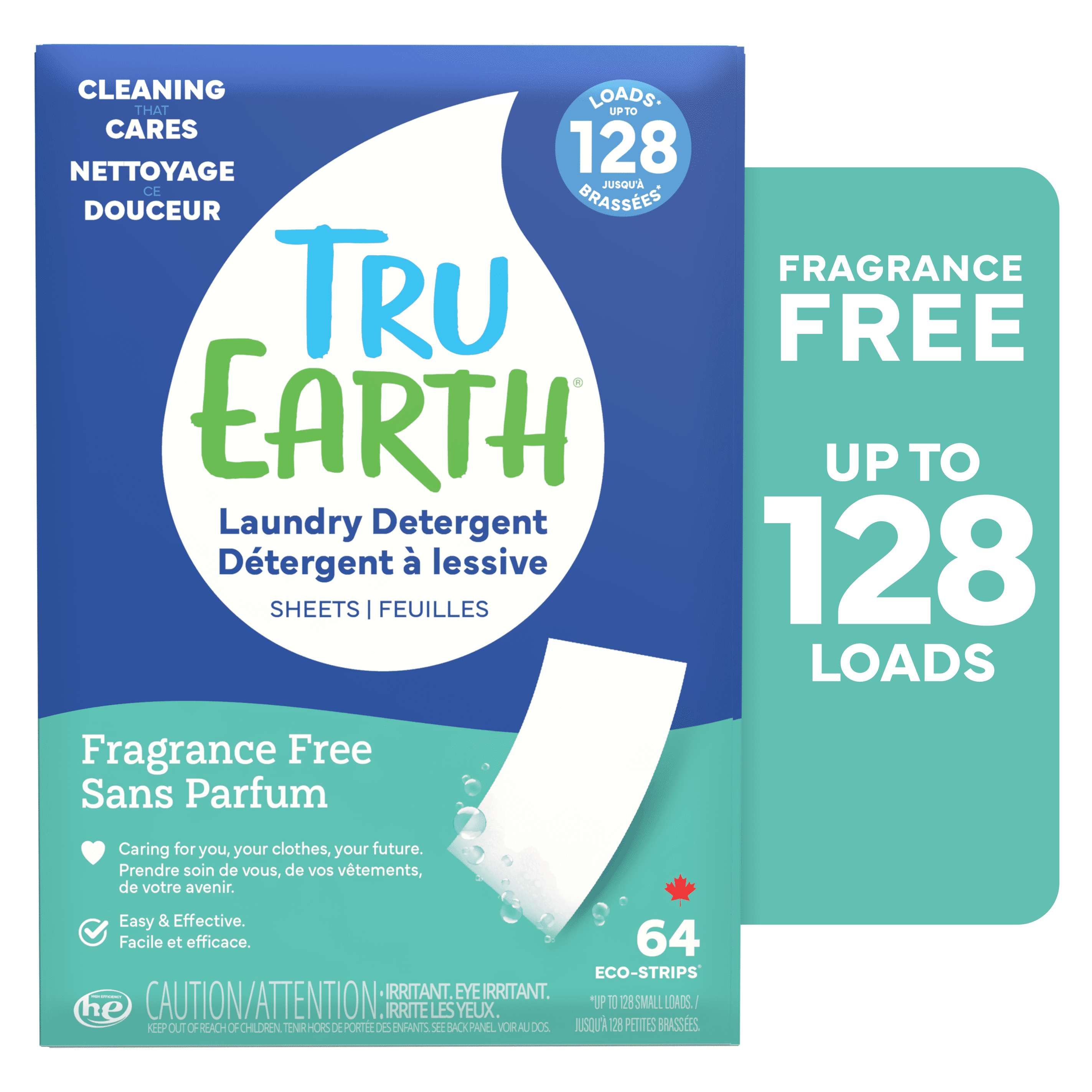 Tru Earth Laundry Detergent Sheets - 64 Strips - Fragrance Free