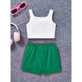thumbnail image 2 of Baby Girls' Casual Simple Lucky Clover Pattern Tank Top And Shorts Set, Suitable For Summer, 2 of 3