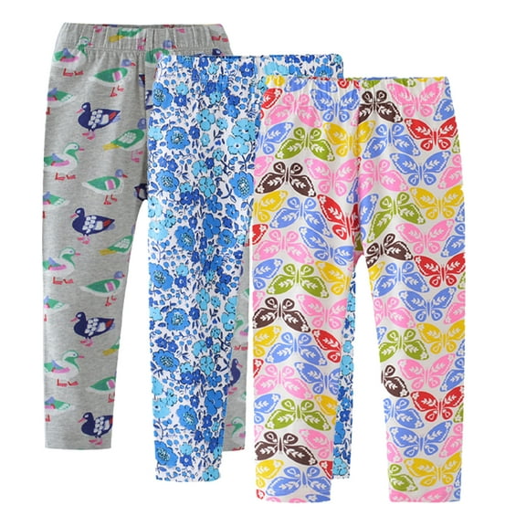 Esaierr 2-7 Years Girls Printed Leggings,Kids Girls Spring Fall Stretch Trousers,Toddler Girls Elastic Leggings