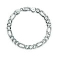 thumbnail image 1 of Mens Thick Heavy Solid .925 Sterling Silver 7MM Italian Figaro Chain Link Bracelet Made In Italy 8 Inch, 1 of 4