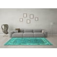 thumbnail image 3 of Ahgly Company Machine Washable Indoor Square Oriental Turquoise Blue Industrial Area Rugs, 5' Square, 3 of 4